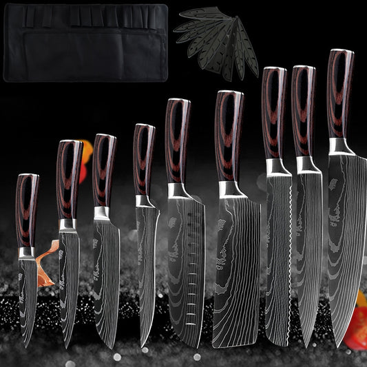 Stainless Steel Chef Knife Set Laser Damascus